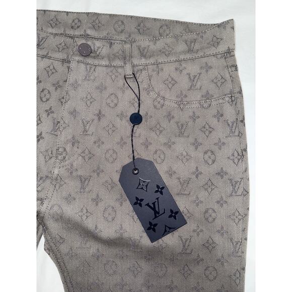 Louis Vuitton DL0 Monogram Slim Jeans All Over Logo Grey Denim Classic Pants 34 - Picture 5 of 15